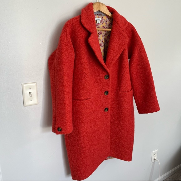 Sundance Women’s Wool Blend Pea Coat Size S Burnt Orange Pockets Fully Lined - Picture 2 of 12